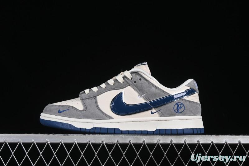 Nike SB Dunk Low VLONE Collaboration Grey White Blue Swoosh Anniversary High-End Custom Low-Top Casual Sneakers - KK1688-089