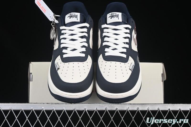 Nike Air Force 1 '07 Low Stussy Collaboration White Blue Chocolate Low-Top Casual Sneakers - KK1988-061