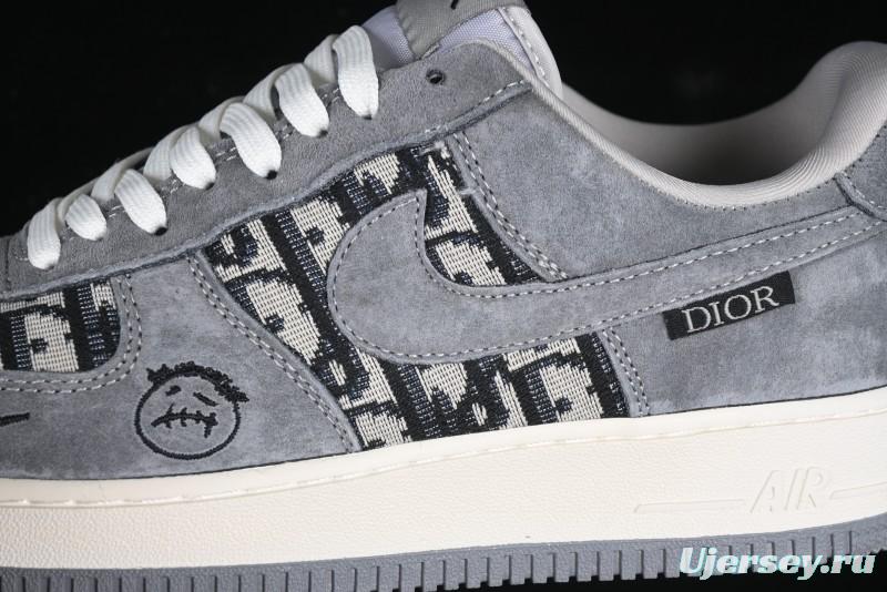 Nike Air Force 1'07 Low Dior Collaboration Grey Knit Skeleton Low-Top Casual Sneakers - KK1988-056