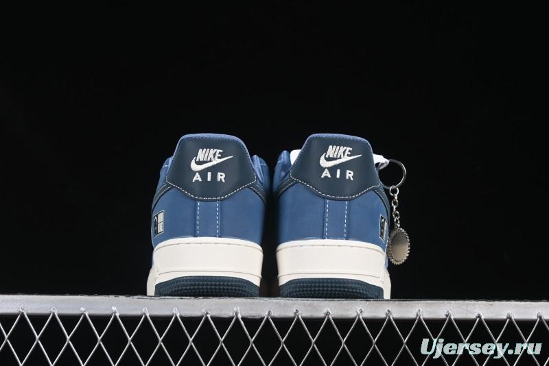 Nike Air Force 1 '07 Low Collaboration White Blue Ghost Face Casual Sneakers with Strap - KK1988-068