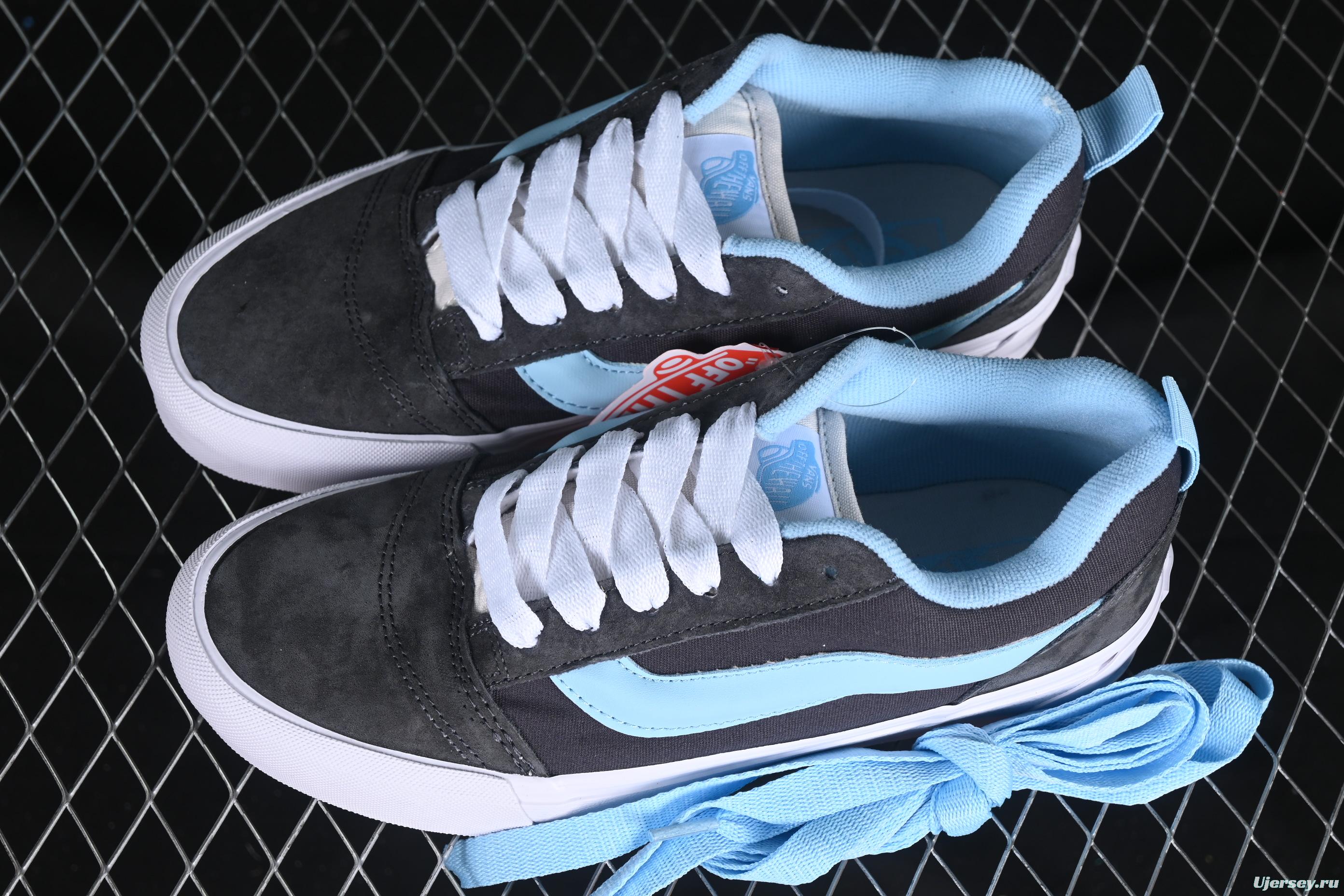 Men's Classic Skate Shoes with Light Blue Side Stripe – Suede and Canvas Design