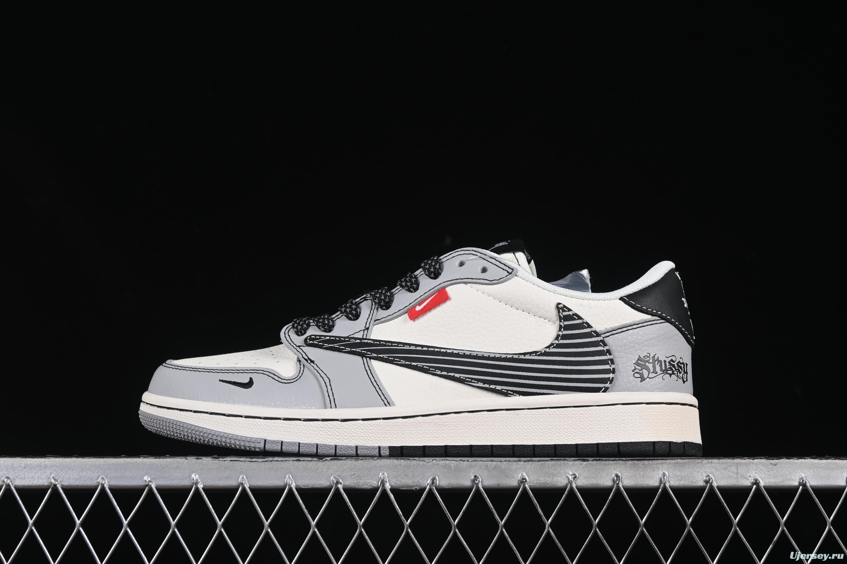 Nike x Stussy Low OG Sneakers - Black & Grey Stripe Swoosh Edition