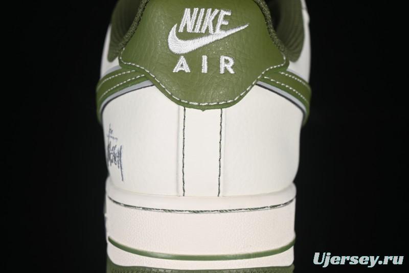 Nike Air Force 1 '07 Low Stussy Collaboration Dual-Tone Beige Green Casual Sneakers with Strap - XS1958-525
