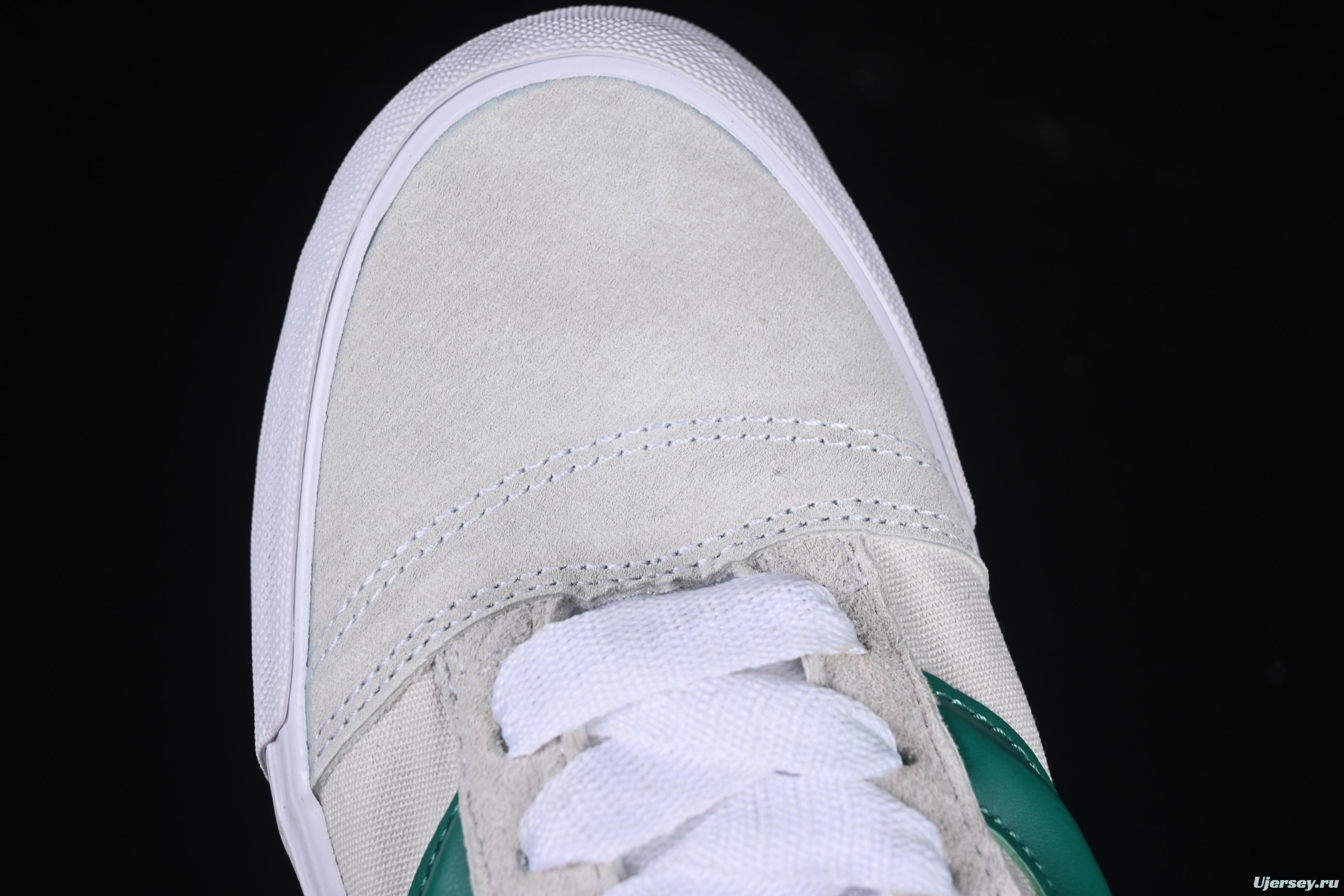 Classic Vans Old Skool Skate Sneakers - Green Stripe on Off-White Canvas