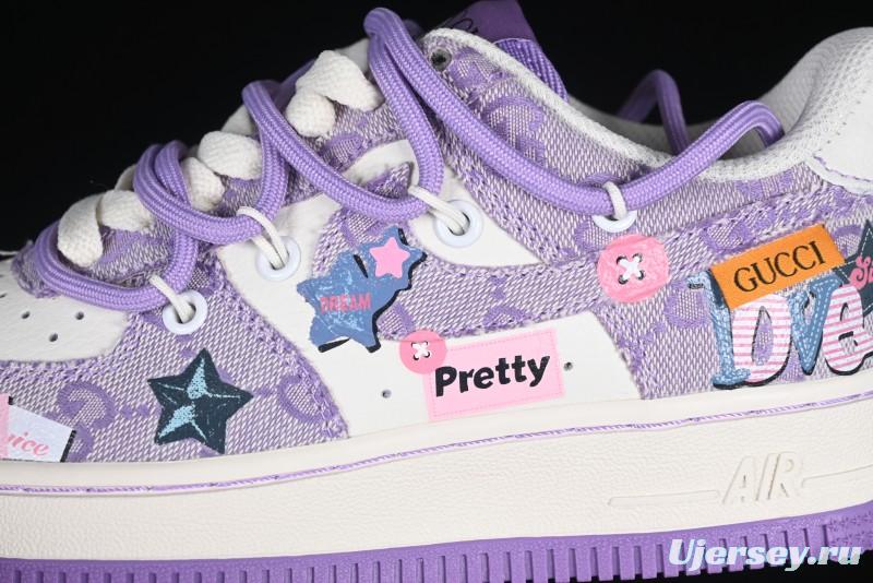 Nike Air Force 1'07 Low "Purple Star" Custom Casual Sneakers - BD7700-220