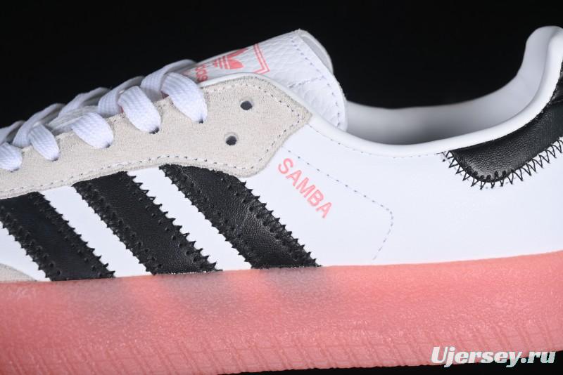 Adidas Samba Classic – White/Black with Pink Translucent Sole