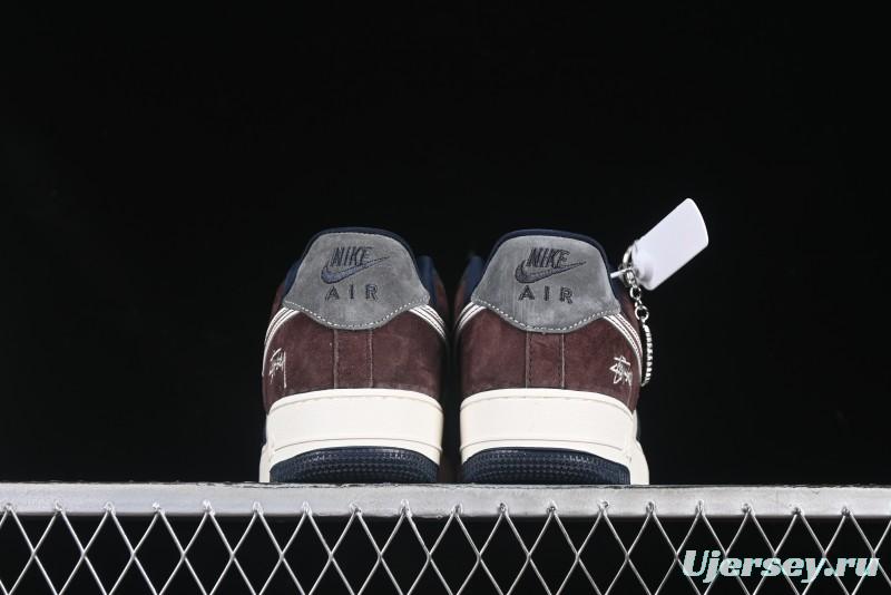 Nike Air Force 1 '07 Low Stussy Collaboration White Blue Chocolate Low-Top Casual Sneakers - KK1988-061