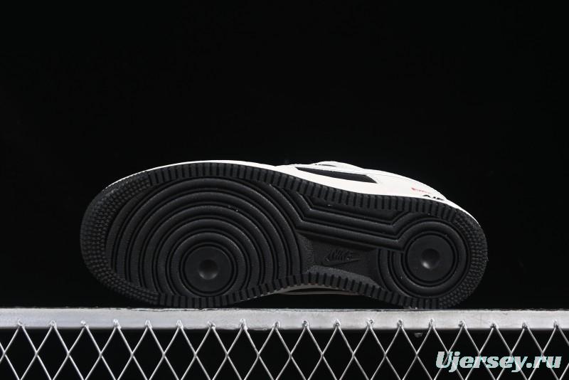 Nike Air Force 1 '07 Low Supreme Collaboration Beige Black Spliced Casual Sneakers with Strap - HH7518-056