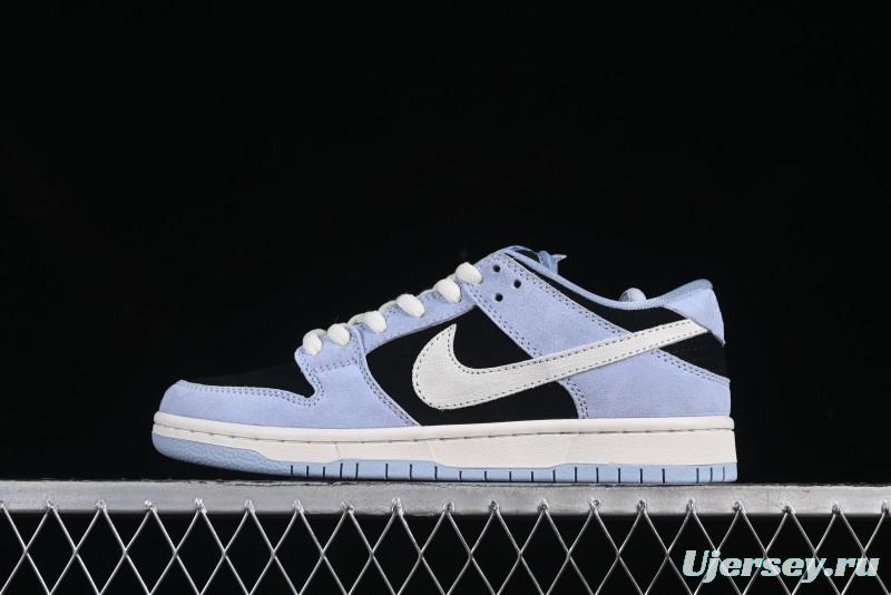 Nike SB Dunk Low Aluminum Skateboarding Shoes with Black Blue White Swoosh - HF3063-400