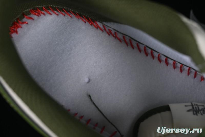 Nike Air Force 1 '07 Low Stussy Collaboration Dual-Tone Beige Green Casual Sneakers with Strap - XS1958-525