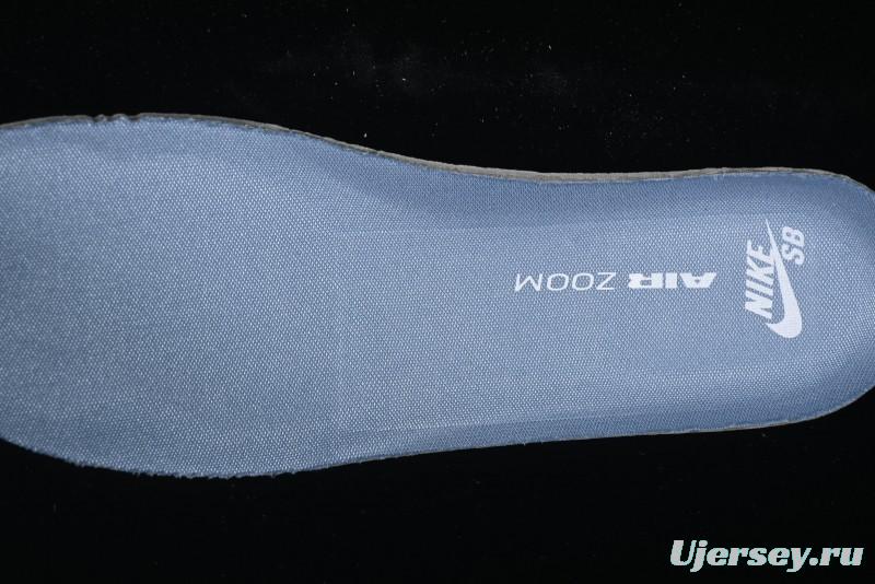 Nike SB Dunk Low Aluminum Skateboarding Shoes with Black Blue White Swoosh - HF3063-400