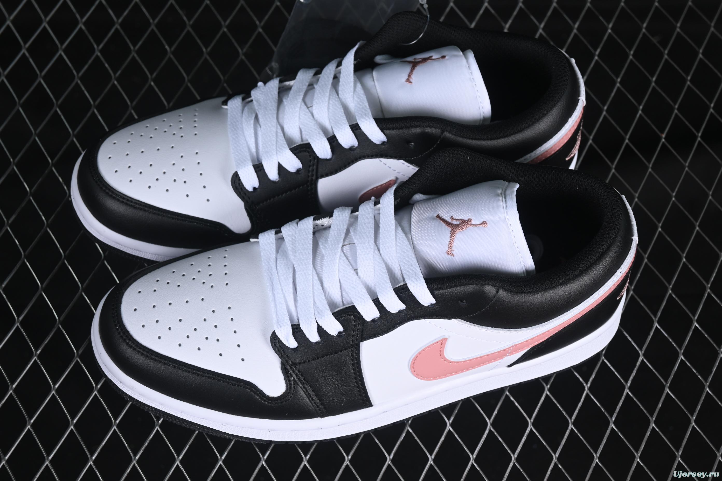 Nike Air Jordan 1 Low AJ1 Casual Sneakers in Black White Pink - 553558-165
