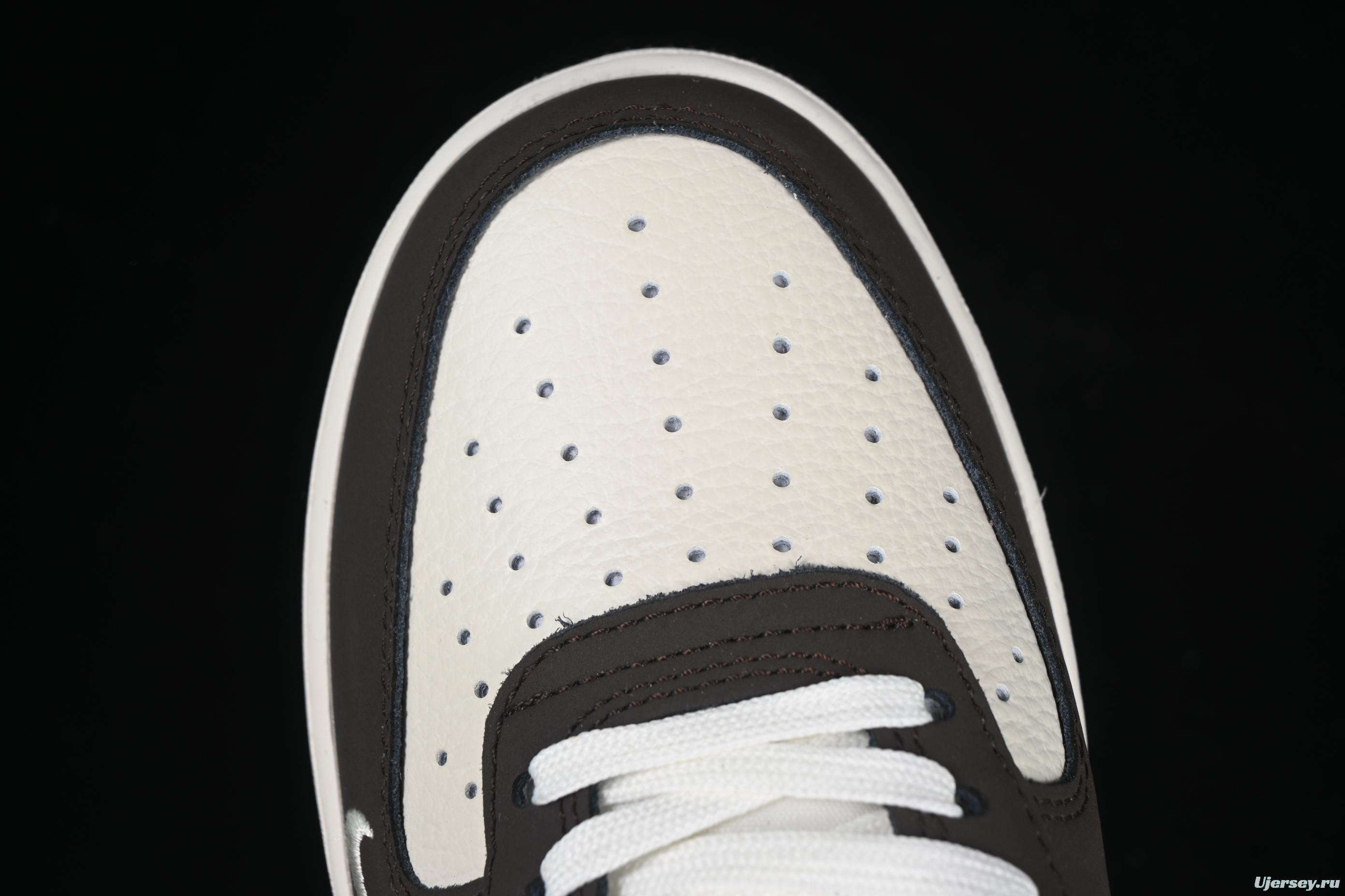 Nike Air Force 1 '07 Low Stussy Collaboration Red Tail Chocolate Low-Top Casual Sneakers - KK1988-057