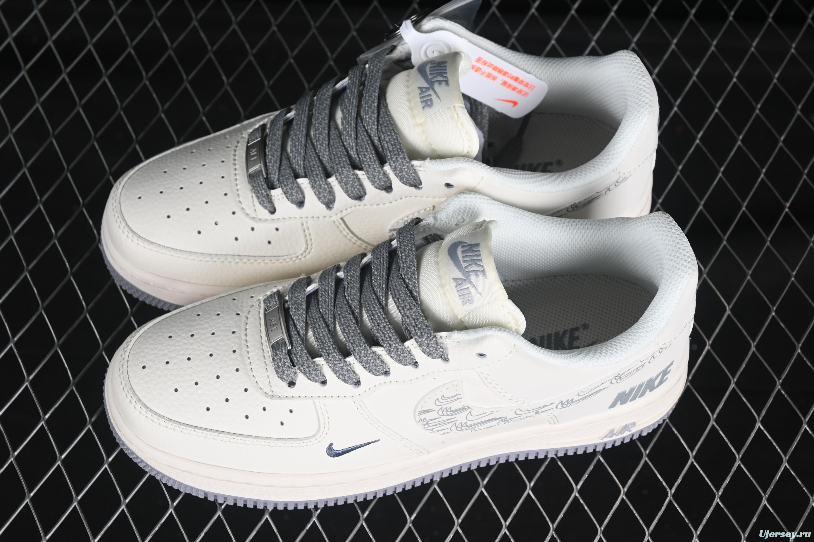 Nike Air Force 1 '07 Low Casual Sneakers in Light Grey with Mini Swoosh - HH7518-048