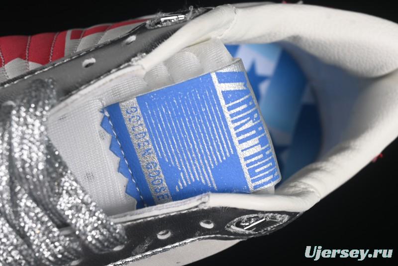 Golden Goose Marathon White Red Silver Comfortable Low-Top Lifestyle Sneakers - H8D4