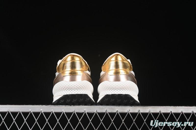 Golden Goose Marathon White Black Gold Comfortable Low-Top Lifestyle Sneakers - H8D4