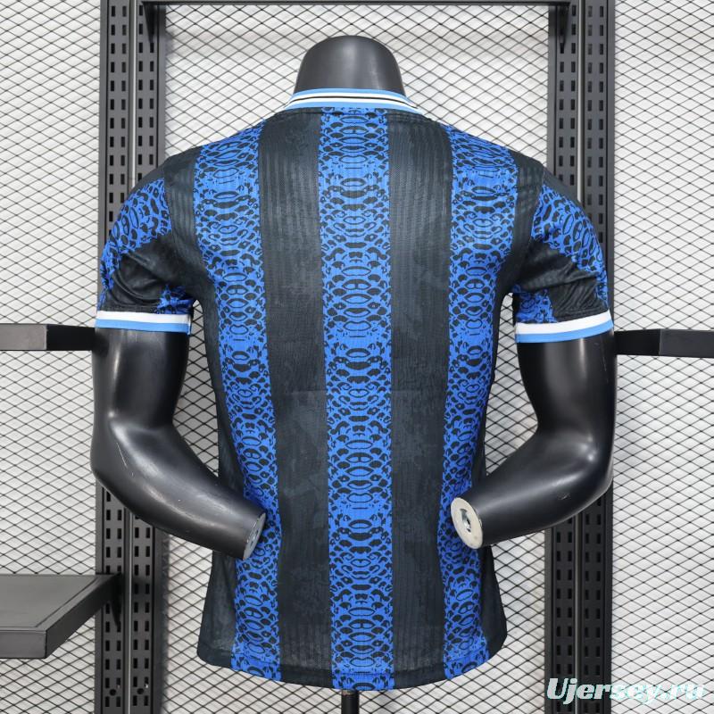 Player Version 25/26 Inter Milan Black and Blue Jersey with Snake Design