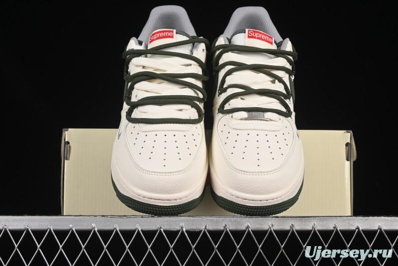Nike Air Force 1'07 Low Supreme Collaboration Dual-Tone Grey Green Lace-Up Casual Sneakers - DM6868-070
