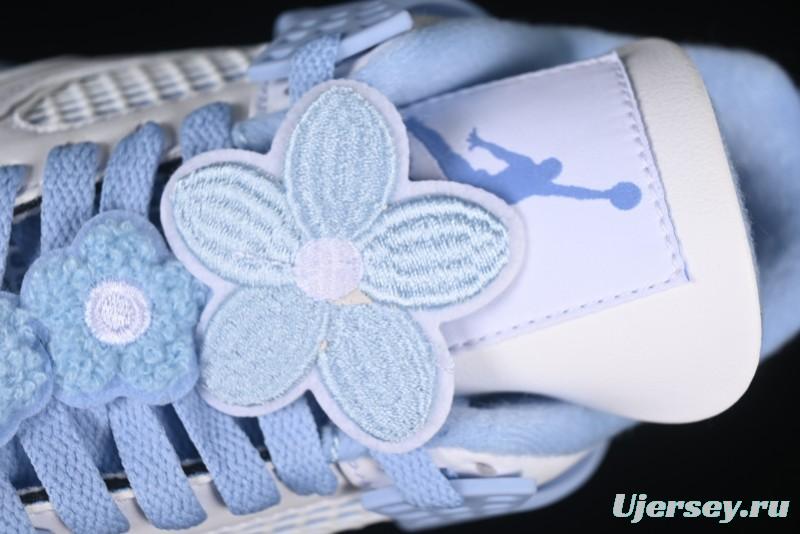 Nike Air Jordan 4 Retro "Forget Me Not" Mothers Day Sneakers with Floral Accents - HV0823-100