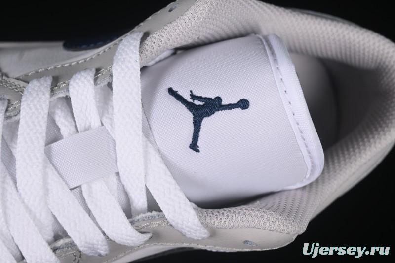 Nike Air Jordan 1 Low AJ1 Casual Sneakers with Blue Swoosh - 553558-146