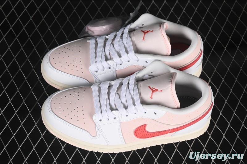 Nike Air Jordan 1 Low AJ1 White Pink Low-Top Casual Sneakers - IB8156-133