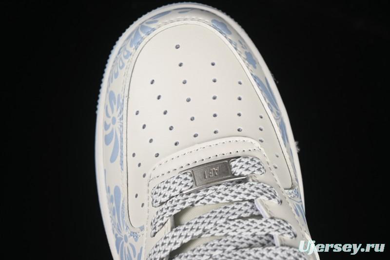 Nike Air Force 1'07 Low Supreme Co-branded Blue and White Casual Sneakers - XX3168-137