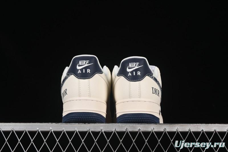 Nike Air Force 1 '07 Low Dior Collaboration Blue Iridescent Swoosh Casual Sneakers - XS1958-569