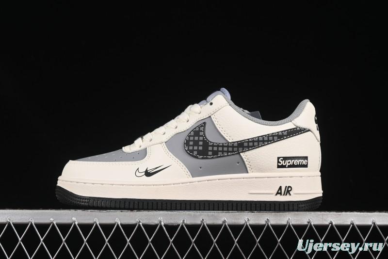 Nike Air Force 1 '07 Low Supreme Collaboration Beige Gray Building Blocks Casual Sneakers - XS1958-568