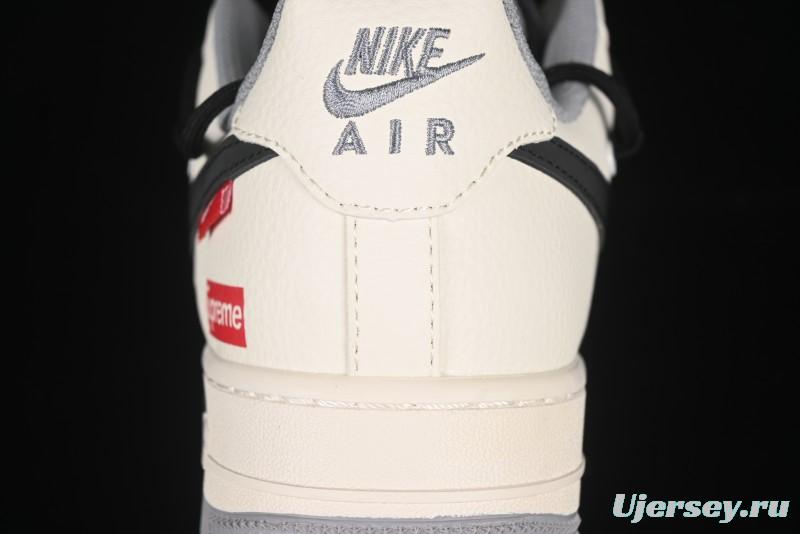 Nike Air Force 1 '07 Low Supreme Collaboration Dual-Tone Grey Black Drawstring Casual Sneakers - DM6868-069