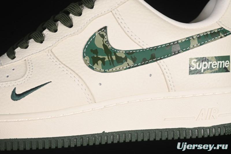 Nike Air Force 1 '07 Low Supreme Collaboration Green Camo Swoosh Casual Sneakers - KK1988-069
