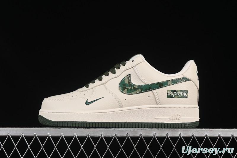 Nike Air Force 1 '07 Low Supreme Collaboration Green Camo Swoosh Casual Sneakers - KK1988-069
