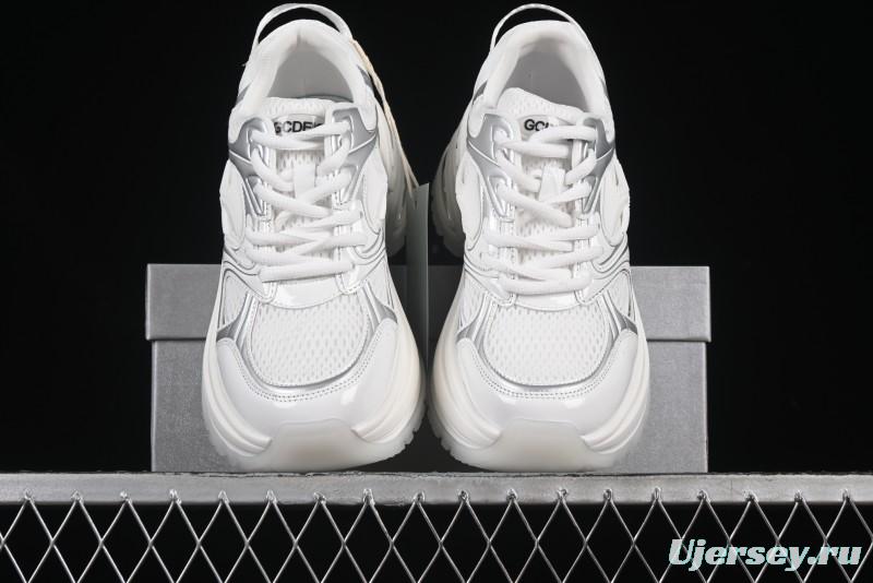 GG-CC Chunky Low Casual Fashion Sneakers with Thick Sole and Height Increasing Design - 2607 White