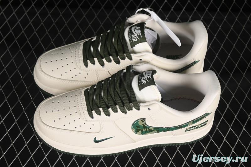 Nike Air Force 1 '07 Low Supreme Collaboration Green Camo Swoosh Casual Sneakers - KK1988-069