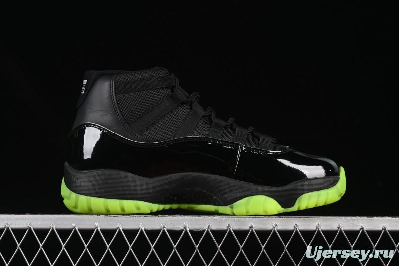 Nike Air Jordan 11 Retro CT8012-003 Basketball Shoes in Black & Guacamole Green