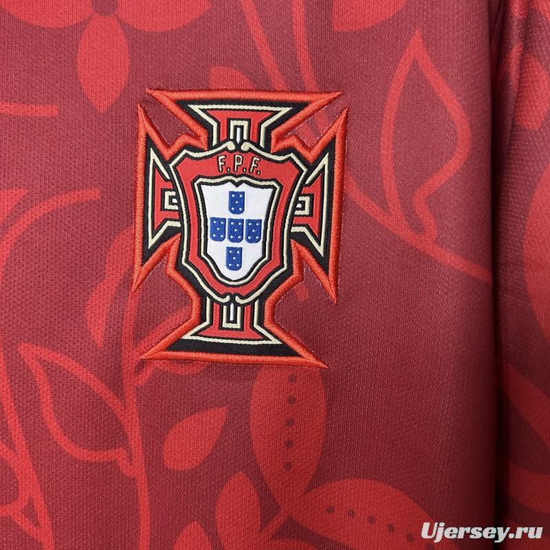2025 Portugal National Team Burgundy with Floral Pattern Jersey