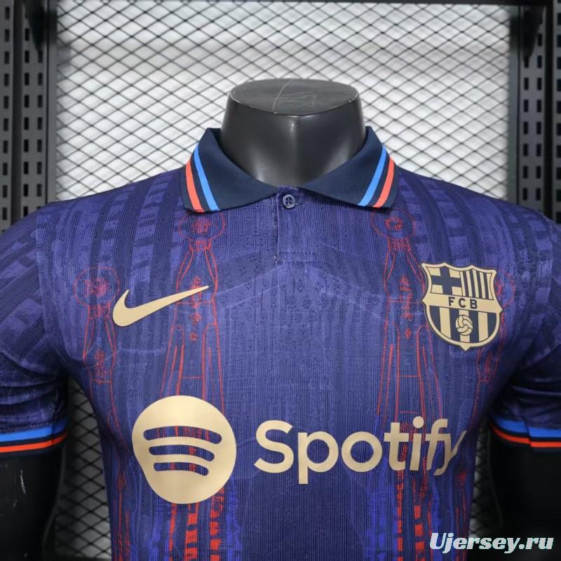 Player Version 25/26 FC Barcelona Purple with Red Streak Pattern Jersey