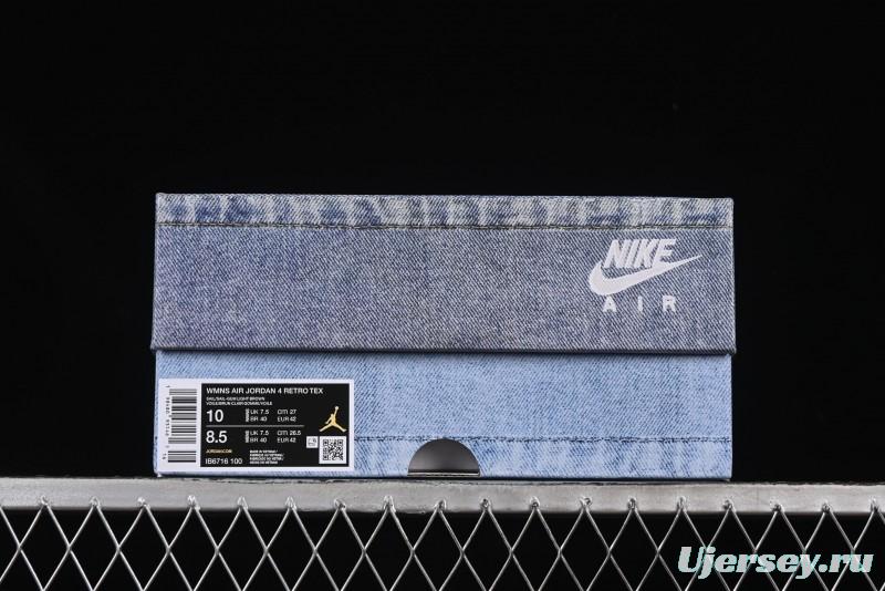 Nike Air Jordan 4 Retro Denim "Worn Blue" Sneakers with Distressed Wash Finish - IB6716-100