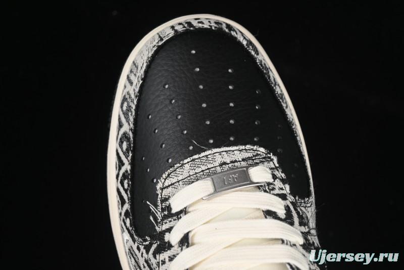 Nike Air Force 1 '07 Low Dior Collaboration Pattern Black White Swoosh Casual Sneakers - XS1958-581
