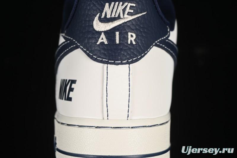 Nike Air Force 1'07 Low Casual Sneakers in Cream with Blue Swoosh - SC9207-535