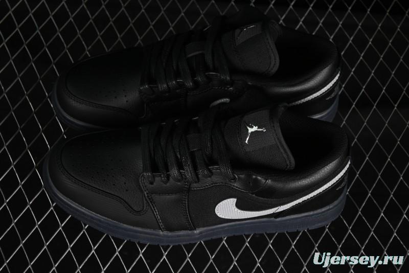 Nike Air Jordan 1 Low AJ1 Basketball Shoes Black White Canvas Leather Panel - HV5968-001