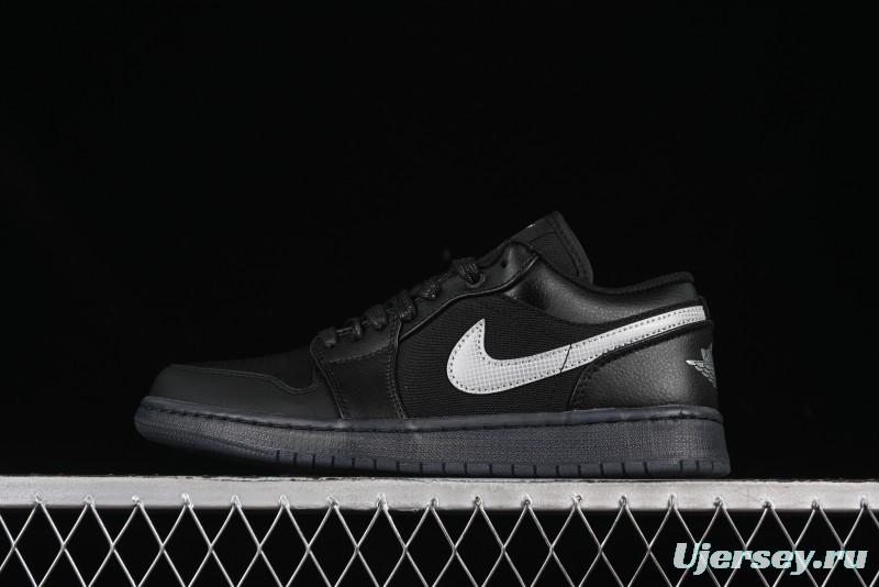 Nike Air Jordan 1 Low AJ1 Basketball Shoes Black White Canvas Leather Panel - HV5968-001