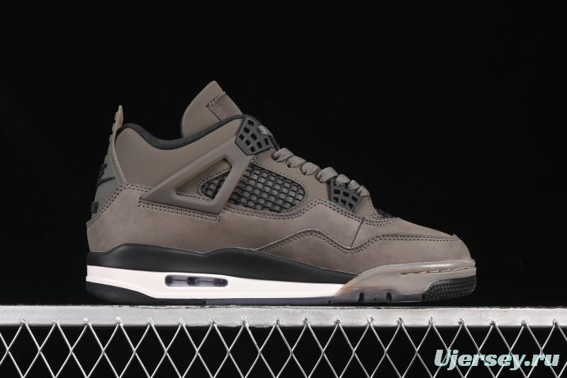 Nike Air Jordan 4 Retro Sneakers in Cave Stone Brown Suede with Black Mesh - FV5029-200