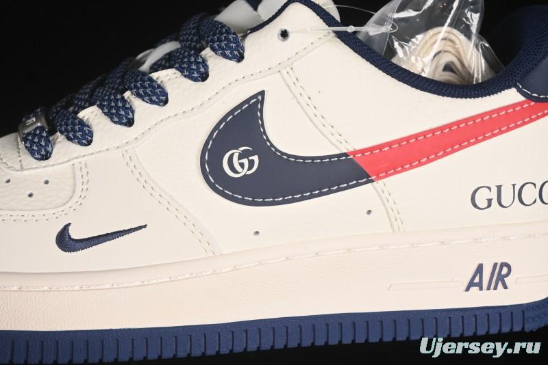 Nike Air Force 1'07 Low Gucci Collaboration Blue Red Swoosh Casual Sneakers - JJ2508-713