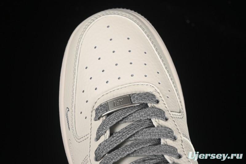 Nike Air Force 1 '07 Low Stussy Collaboration Beige Mini Swoosh Casual Sneakers - HH7518-064