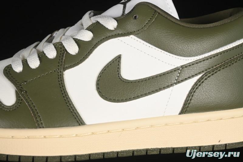 Nike Air Jordan 1 Low AJ1 Military Green White Casual Lifestyle Sneakers - DC0774-122