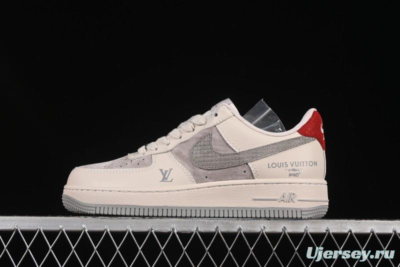 Nike Air Force 1 '07 Low LV Collaboration Beige Grey Snake Swoosh Casual Sneakers - XX3168-130