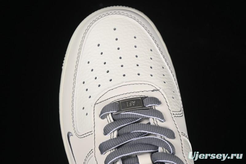 Nike Air Force 1 '07 Low Casual Sneakers in Cream Grey with Full-Length Air Cushion - SC9207-534