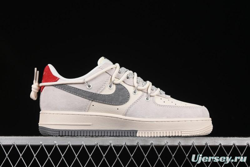 Nike Air Force 1 '07 Low LV Collaboration Two-Tone Red Heel Drawstring Casual Sneakers - DM6868-084