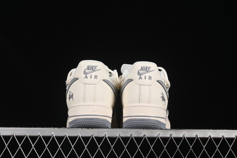 Nike Air Force 1 '07 Low Stussy Collaboration Grey Diamond Lace-Up Casual Sneakers - DM6868-072