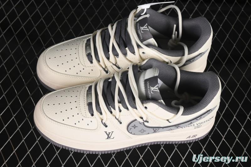 Nike Air Force 1 '07 Low LV Collaboration Grey Swoosh Drawstring Casual Sneakers - DM6868-067